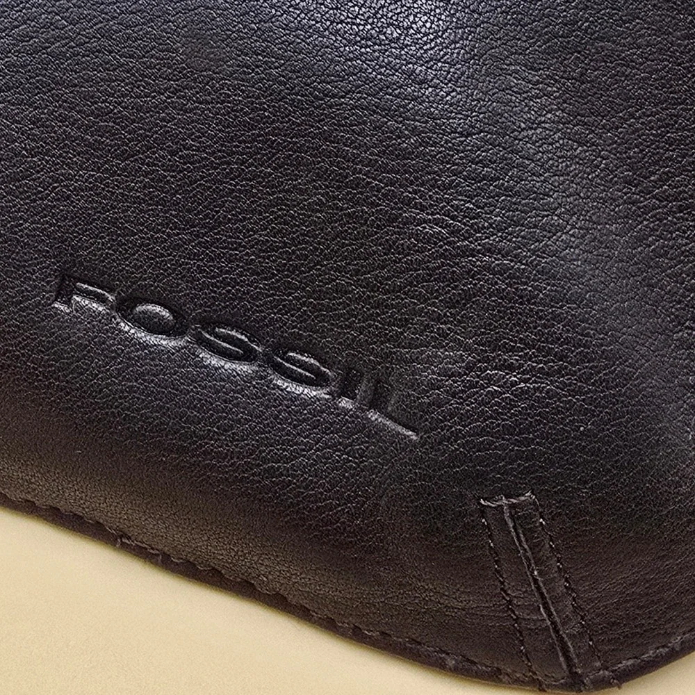 Fossil Womens Leather Belt Bag Waist Pack Dark Brown  Strap Zip Pockets
